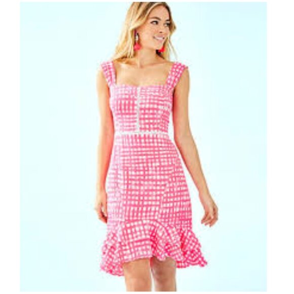 Lilly Pulitzer Dresses & Skirts - Lilly Pulitzer Avalyn Stretch Dress Size 4 Feelin Beachy Pink Tropics EUC